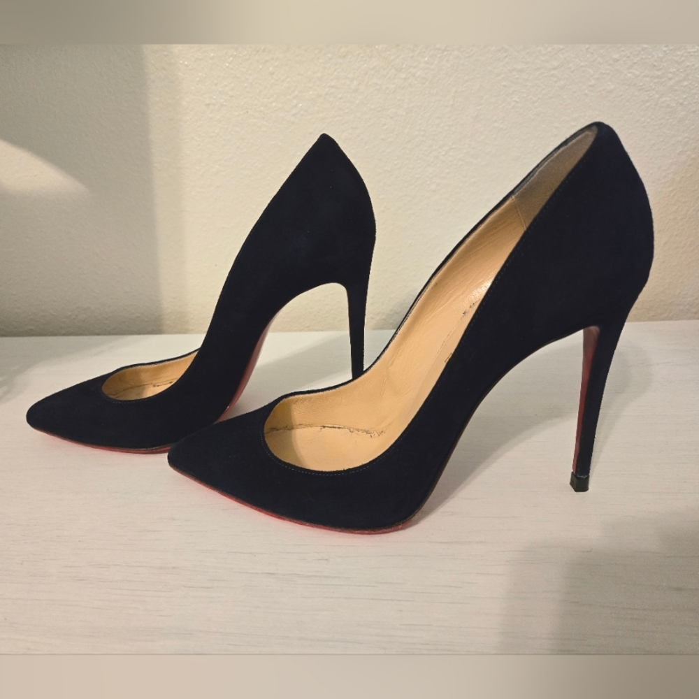 Louboutin Navy Blue Suede Pumps